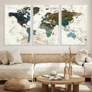 Vintage World Map Wall Art Canvas Print, Framed Rustic Earth by MyGreatCanvas | Canvas Wall Art Prints | Photo Prints & Wall Decor