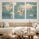 Classic World Map Canvas Print – Framed Vintage Map Wall