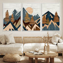 Abstract Wood Panel Effect Mountain Range Top Wall Art