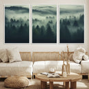 Misty Forest Wall Art Premium Canvas Print a Foggy and
