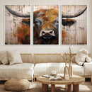Scottish Highland Cow Cattle Art Print on Wood Style by MyGreatCanvas | Canvas Wall Art Prints | Photo Prints & Wall Decor