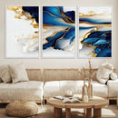 Gold Marble Art - Abstract Geode Gold And Blue Marble Shape