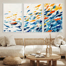 Abstract Fish Shoal Wall Art Canvas Print, Colorful Fish