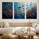 Modern Abstract Fish Shoal Wall Art Canvas Print, Colorful