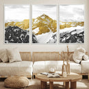 Gold Abstract Mountains Wall Art Print on Canvas, Nature