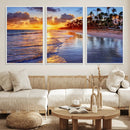 Serene Beach Sunset Wall Art Canvas- Coastal Seascape Print