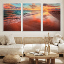 Sunset Beach Wall Art | Ocean Canvas Print | Coastal Wall