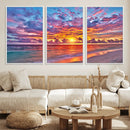 Vibrant Sunset Beach Wall Art - Ocean Sunset Canvas Print |