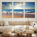 Serene Ocean Sunset Canvas Wall Art - Beach Waves at Sunset,