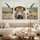 Texas Cow Longhorn Wall Art Canvas Print for Farm House Wall by MyGreatCanvas | Canvas Wall Art Prints | Photo Prints & Wall Decor