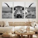 Texas Cow Longhorn Wall Art Canvas Print for Farm House Wall by MyGreatCanvas | Canvas Wall Art Prints | Photo Prints & Wall Decor