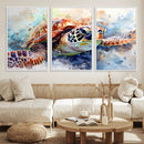Watercolor Sea Turtle Wall Art Canvas Print - Vibrant Ocean