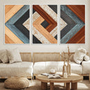 Geometric Wood Art Wall Decor Canvas Print, Rustic Wooden