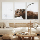 Rustic Bull Wall Art Canvas Print – Modern Longhorn