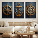 Boat Anchor Compass With Rope Wall Art Canvas Print | Beach by MyGreatCanvas | Canvas Wall Art Prints | Photo Prints & Wall Decor