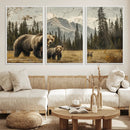 Rustic Grizzly 399 Bear Family Wall Art Canvas Print