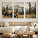 Rustic Grizzly 399 Bear Family Wall Art Canvas Print
