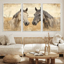 Chines Ink Style Grunge Horses Wall Art Canvas Print