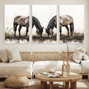 Chines Ink Style Horses Wall Art Canvas Print