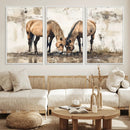 Vintage Horses Wall Art | Ready to Hang and Framed Triptych by MyGreatCanvas | Canvas Wall Art Prints | Photo Prints & Wall Decor