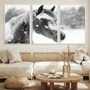 Black Horse Winter Wall Art | Ready to Hang and Framed |