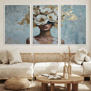 Golden Petal Wall Art - Petal Silhouette Woman Wall Art by MyGreatCanvas | Canvas Wall Art Prints | Photo Prints & Wall Decor