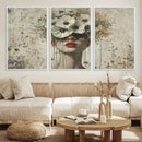 Abstract Floral Women Patel Wall Art Canvas Print