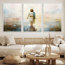 Framed Jesus Walking on Water Wall Art - 3-Panel Christian by MyGreatCanvas | Canvas Wall Art Prints | Photo Prints & Wall Decor