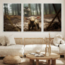 Jesus Running After a Lost Lamb Canvas Wall Art Print