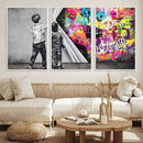 Banksy Print - Street Art Canvas Wall Art - Kids Revealing