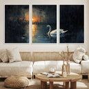 Abstract Swan on Water Wall Art Canvas Print - Elegant