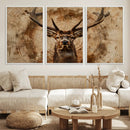Wood Abstract Deer Wall Art | Rustic Wildlife Canvas Print |