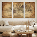 Vintage World Map Wall Art Canvas – Antique Style Push Pin by MyGreatCanvas | Canvas Wall Art Prints | Photo Prints & Wall Decor