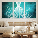 Green Octopus Abstract Wall Art Canvas Print