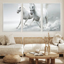 Large Wall Art Canvas Print – Beautiful Running White Horses