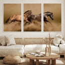 Large Wall Art Canvas Print – Two Running Brown Horses