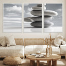 Still Life Black and White Zen Stones Wall Art Canvas,