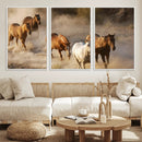 Large Wall Art 5 Horses Running on Sand Canvas Print