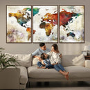 Watercolor World Map Canvas Print – Framed Wall Art for by MyGreatCanvas | Canvas Wall Art Prints | Photo Prints & Wall Decor