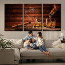 Whiskey and Cigar Wall Art Canvas | 3 Panel Bar Room Decor by MyGreatCanvas | Canvas Wall Art Prints | Photo Prints & Wall Decor