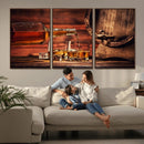 Whiskey and Cigar Canvas Wall Art | 3 Panel Bar Room Decor by MyGreatCanvas | Canvas Wall Art Prints | Photo Prints & Wall Decor