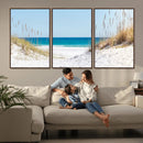 Serene Coastal Dune Path with Ocean View, 3-Panel Beach
