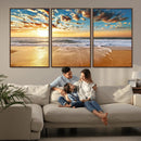Golden Sunset Beach Print Canvas Wall Art, Giclee Canvas