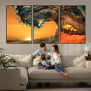 Surf Wave Sunset Canvas Wall Art Print, 3-Panel Ocean by MyGreatCanvas | Canvas Wall Art Prints | Photo Prints & Wall Decor