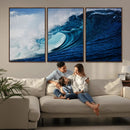 Ocean Wave at Sunset Canvas Art, Large Wall Print of Vibrant