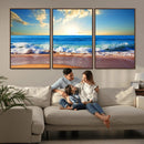 Tropical Beach Sunset Canvas Art, Ocean Waves and Sandy