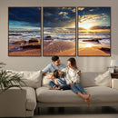 Golden Hour Beach Sunset Canvas Triptych, Ocean Waves and by MyGreatCanvas | Canvas Wall Art Prints | Photo Prints & Wall Decor
