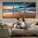 Sunset Ocean Beach Wall Art – Giclee Canvas Print, Coastal
