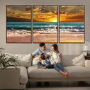 Golden Sunset Beach Canvas Wall Art – Triptych Seascape by MyGreatCanvas | Canvas Wall Art Prints | Photo Prints & Wall Decor