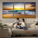 Golden Sunset Ocean Waves Wall Art Canvas Print – Multi